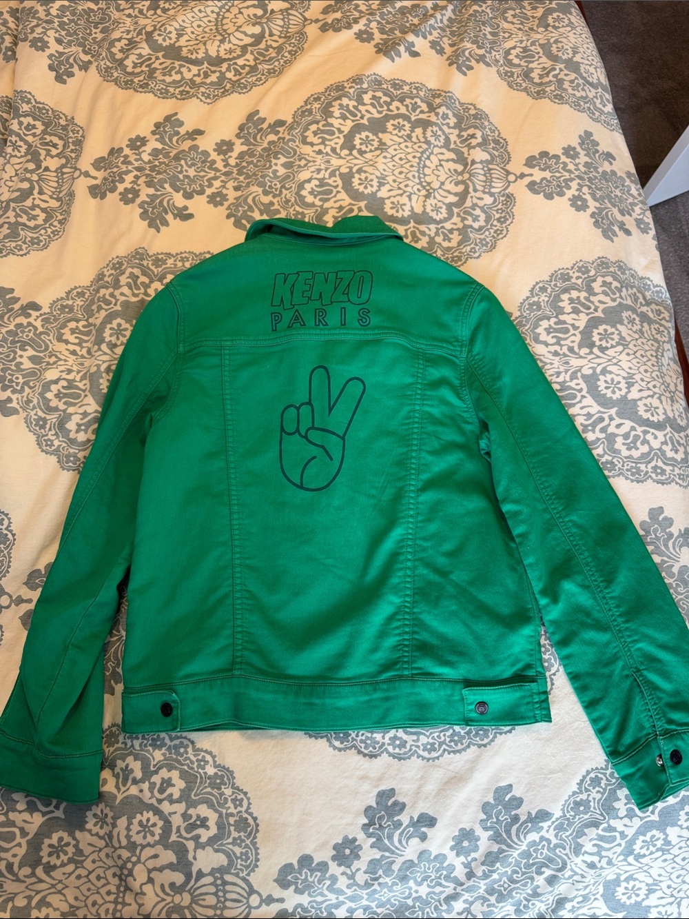 Kenzo Kids Green Peace Sign Jean Jacket